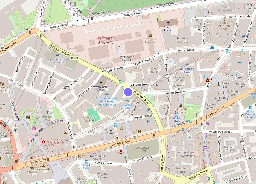 Map: St. James' Court, A Taj Hotel, London